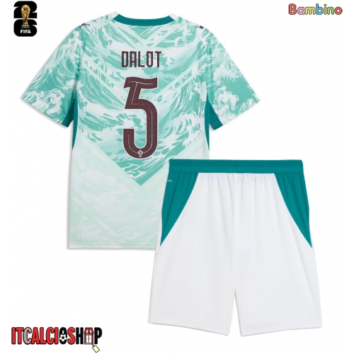 Portogallo Diogo Dalot #5 Seconda Maglia Bambino Mondiali 2026 Manica Corta (+ Pantaloni corti)